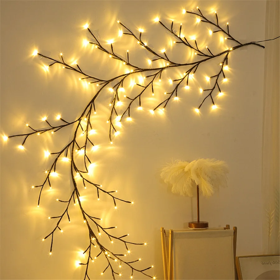 2023 New LED Vines String Light Flexible DIY Willow Branch Christmas Garland Fairy Lights for Room Wall Party Wedding Home Decor