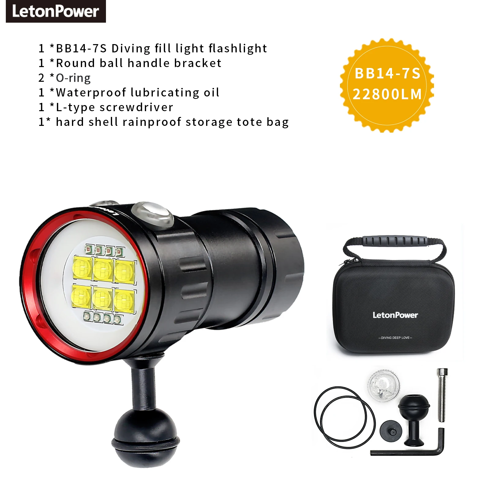 LetonPower Underwater Photography Light Black 6