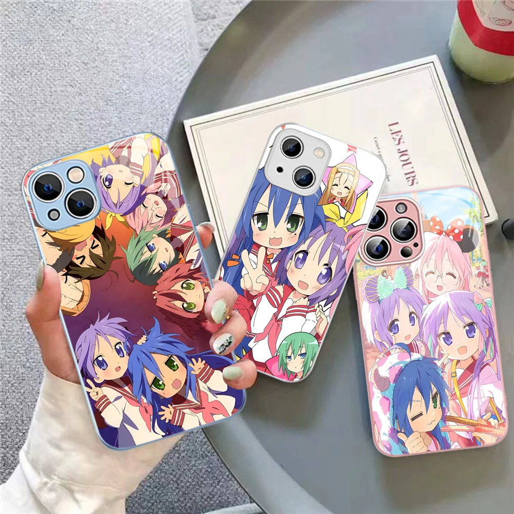 

Anime Girl Lucky Star Phone Case Tempered Glass For Iphone 14 13 12 11 Pro Mini XS MAX 14Plus X XS XR Fundas