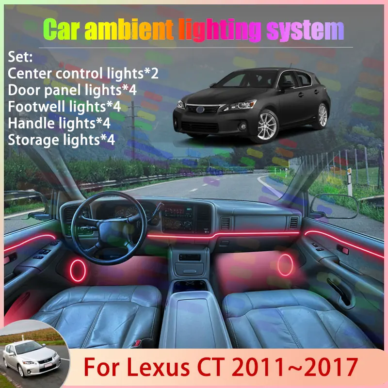 

For Lexus CT A10 2011~2017 ZWA10 2/18 in 1 Car Atmosphere Light Lamp RGB Shade Ensemble Streamer Atmosphere Set Auto Accessories