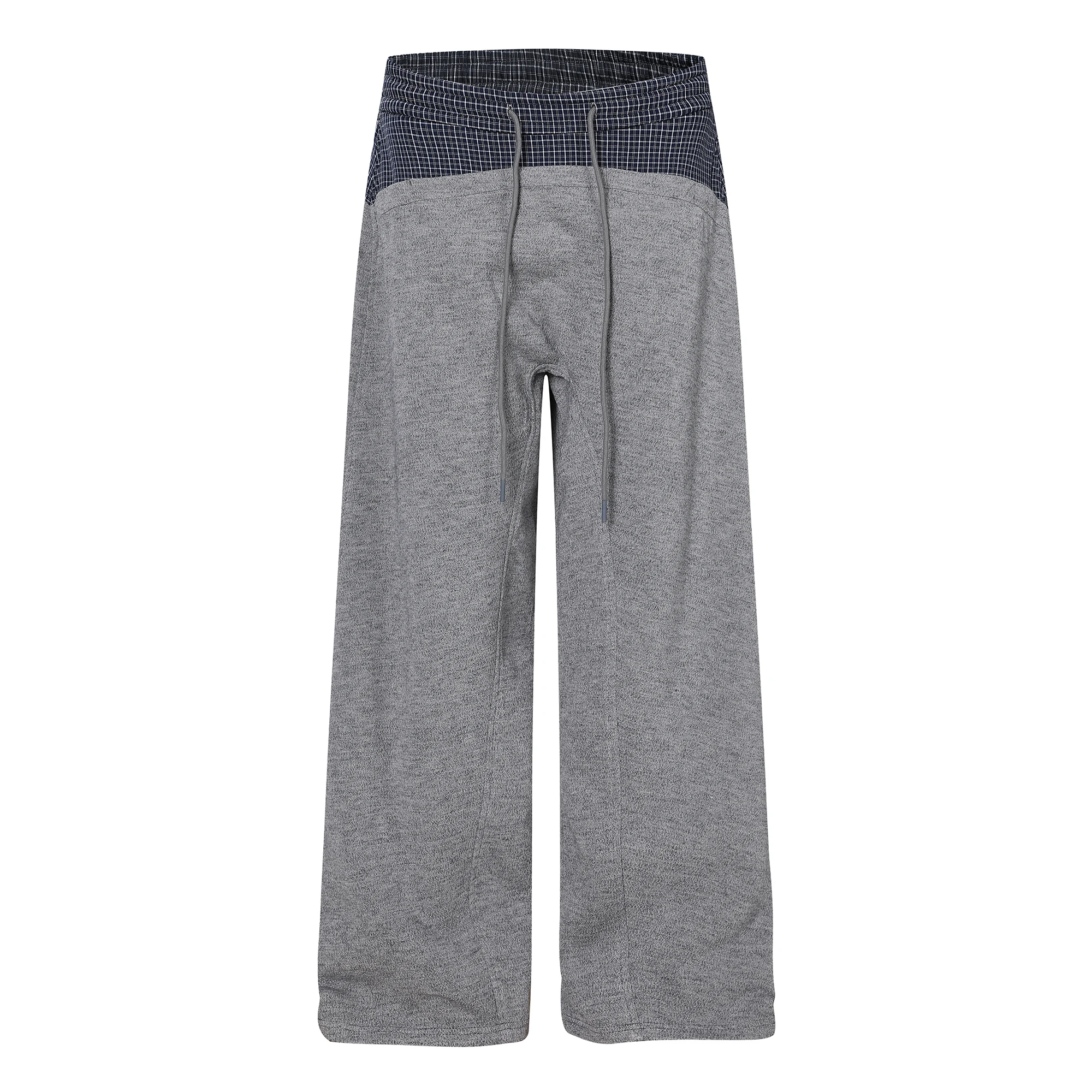 

Plaid Patchwork Baggy Sweatpants Thick Men's Wide Leg Sweat Pants Checkered Elastic Waisted Drawstring Lounge Travel Pants