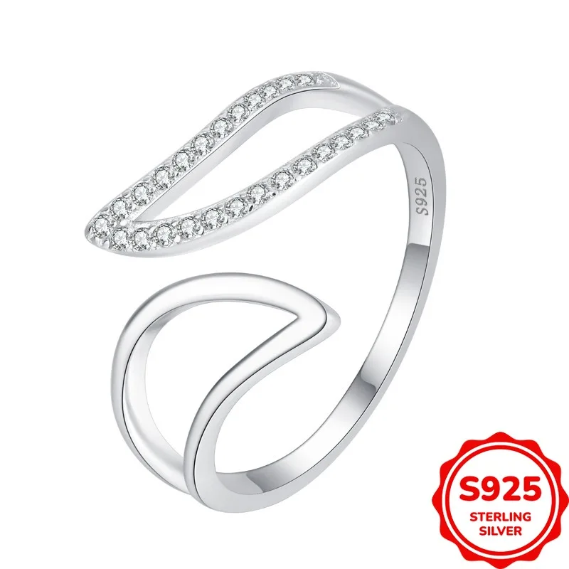 

Simple and Versatile Genuine S925 Silver Opening Hollow Women's Personalized Ring