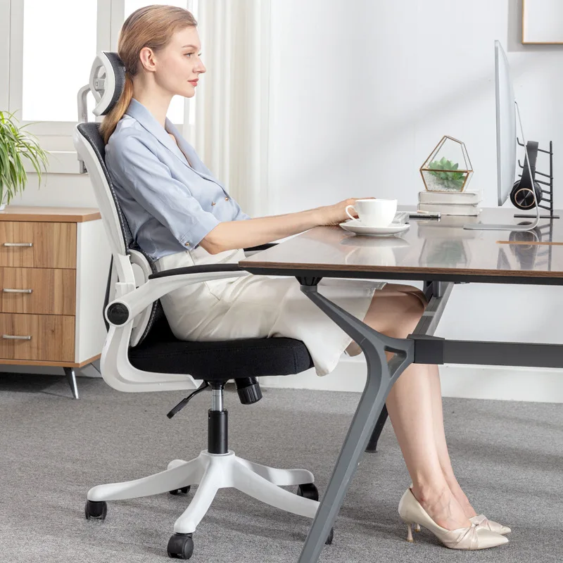 Chaise d'ordinateur ergonomique pour la maison et le bureau, siège confortable, dossier de chambre à coucher, apprentissage des étudiants, chaise longue