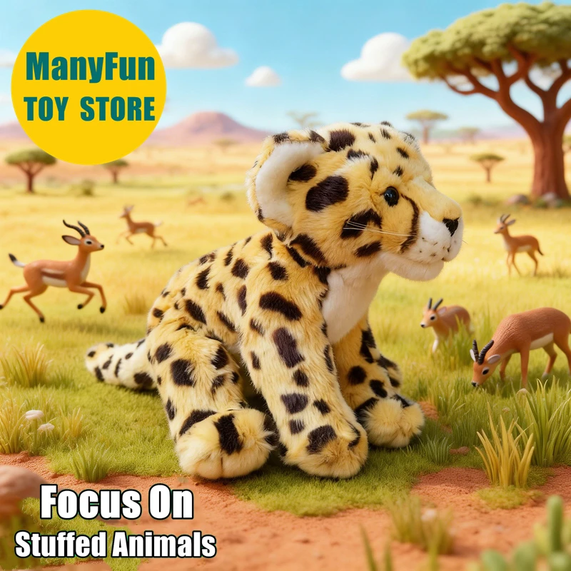 

Cheetah Plush Toy Realistic Leopard Stuffed Animal Lifelike Safari Leopard & Jaguar Plushie Wild Spotted Big Cat Doll Collectors