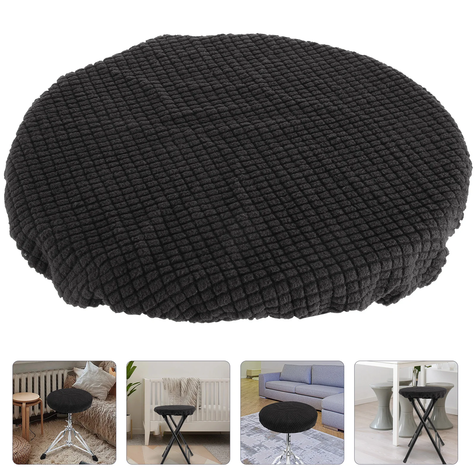 Seat Cushions Round Stool Cover Protector Chair Home Hood Black Table Garden Banquet