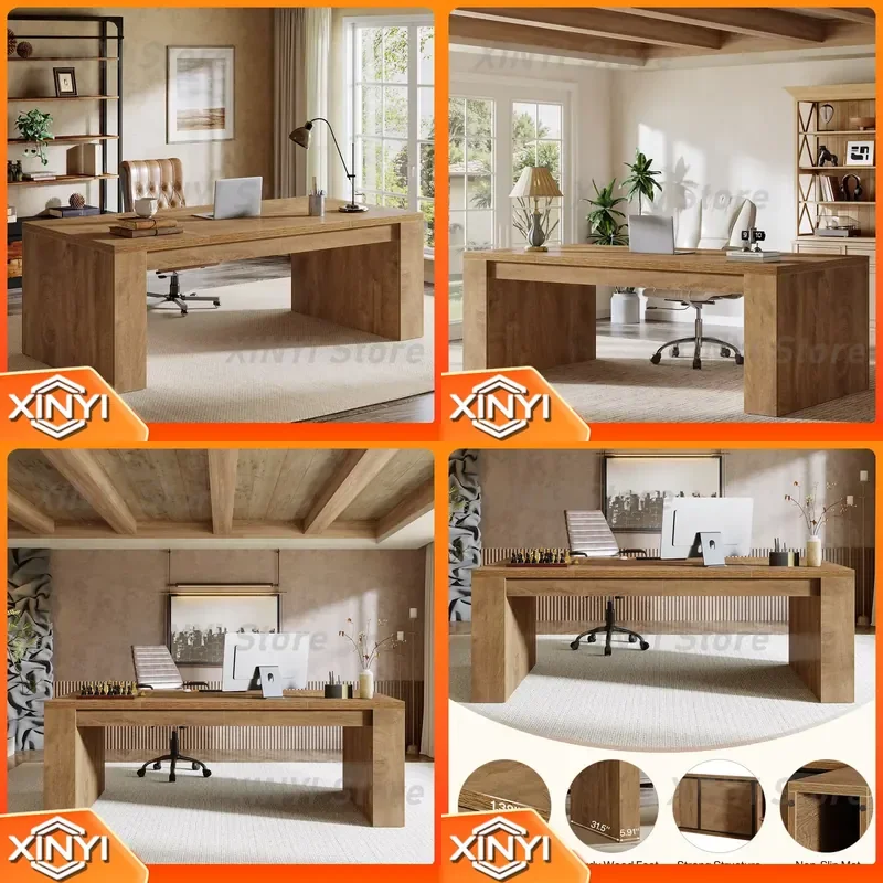 Modern Wooden Executive Office Desk I Shape Workstation for CEO Manager Administrative Office Furniture for Home Office Desk