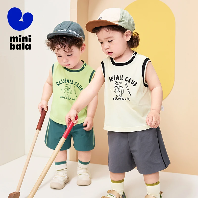 

Mini Bala Shorts Set Baby Unisex 2025 Summer Quick-Dry Sleeveless Top and Shorts Casual Playwear