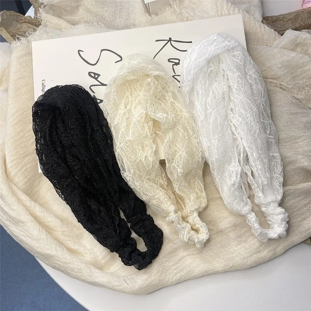 

Spring Summer Mesh Lace Headband Breathable Hollow-out Lace Hairband Cap Styling Lightweight Elastic Hair Wrap for Women