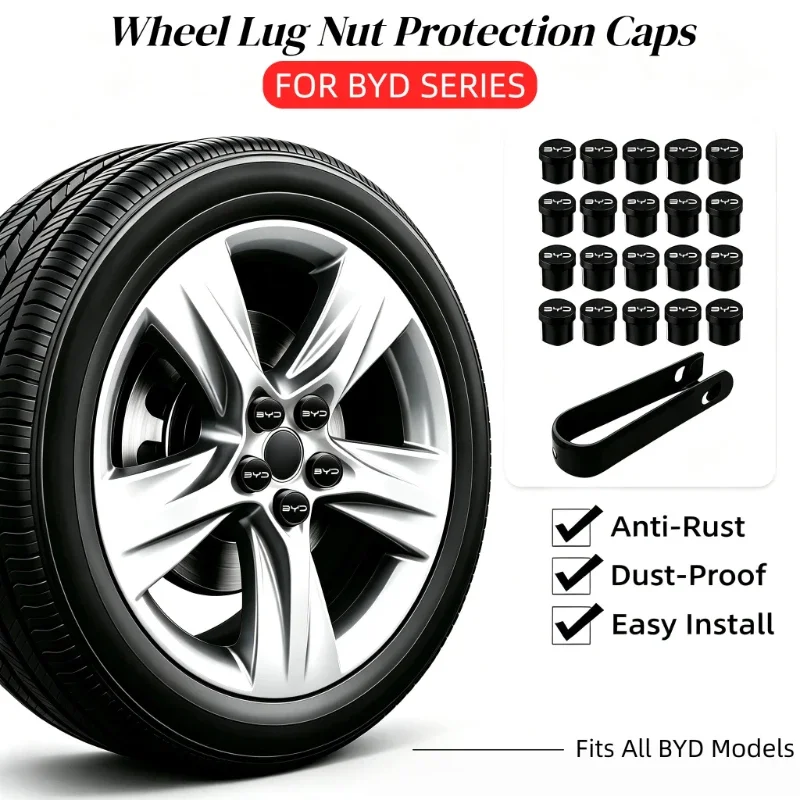 20Pcs Wheel Lug Nut Caps For BYD Atto3 Dolphin Seal Seagull Sealion6 Song Plus Tang Han Yuan Plus Anti Rust Wheel Bolt Covers