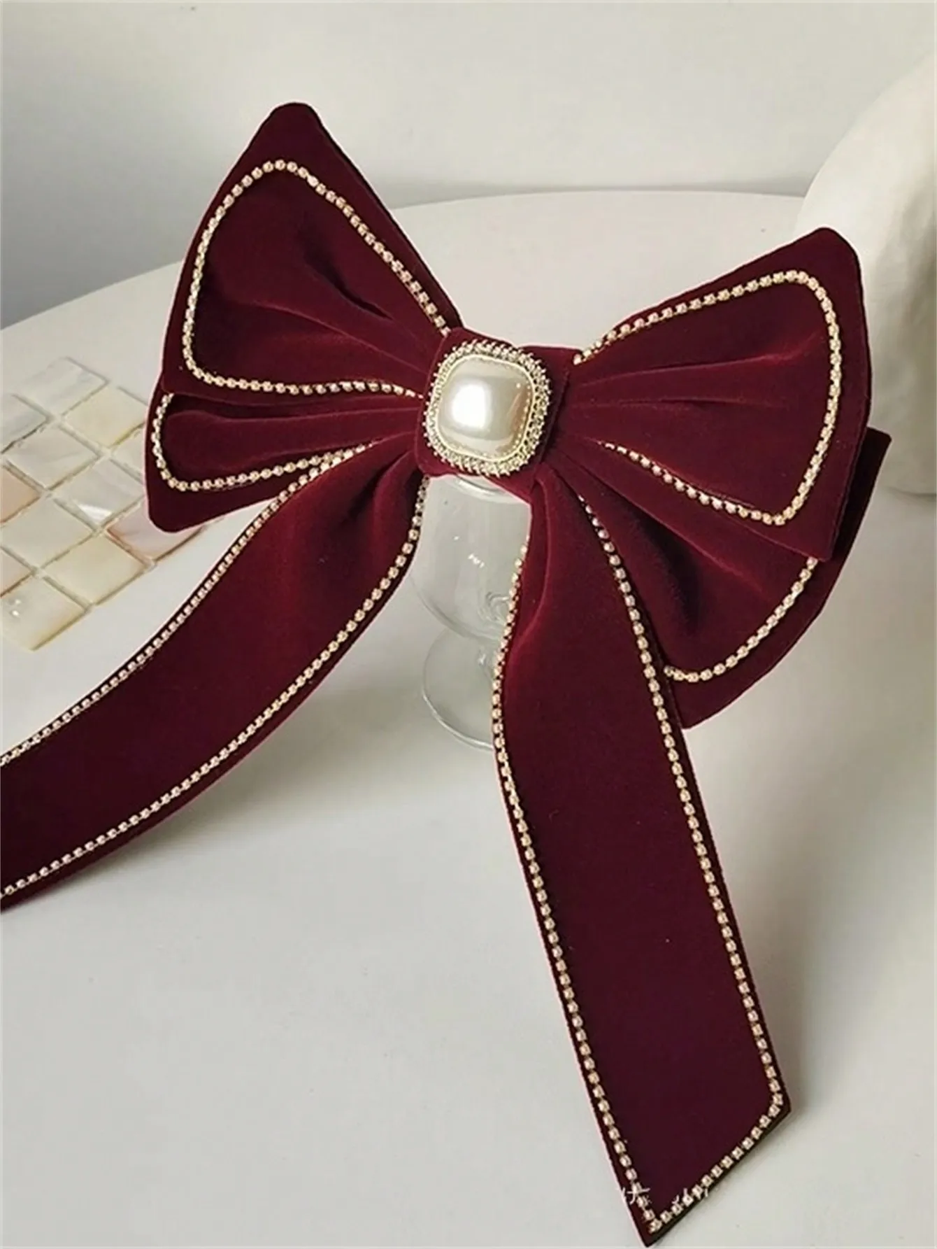 1 lady autumn-winter flannel with large bow spring clip net red fashion hair clip top clip