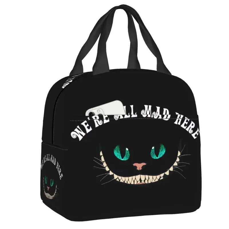 We'Re All Mad Here Lunch Bag Warm Cooler Insulated  Container Box Work Picnic Food Tote Bags