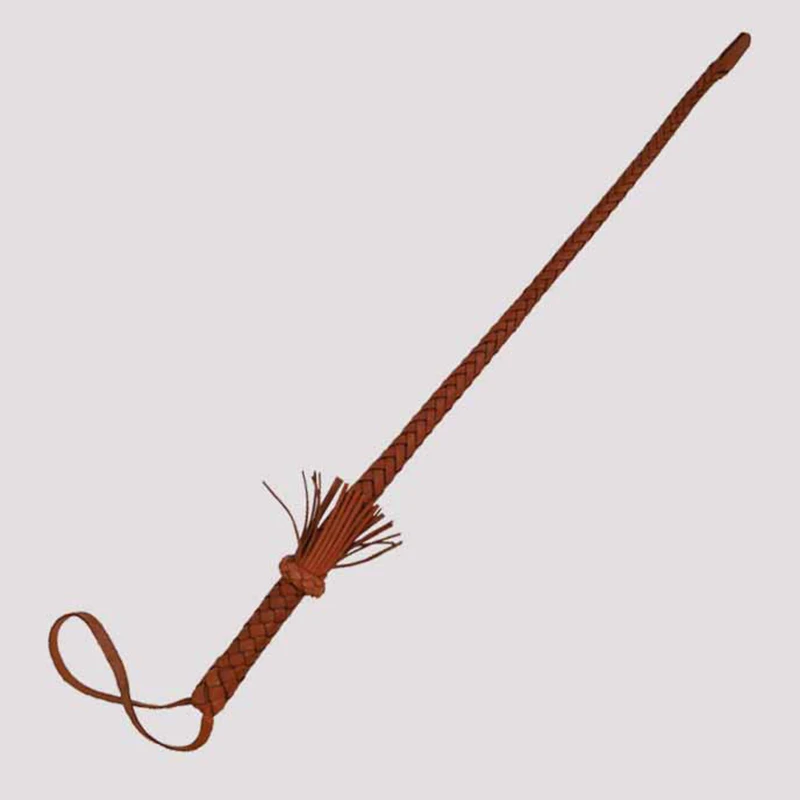 80CM Handmade Genuine Cowhide Leather Horse Whip – Durable & Traditional，Equestrian Training Whip