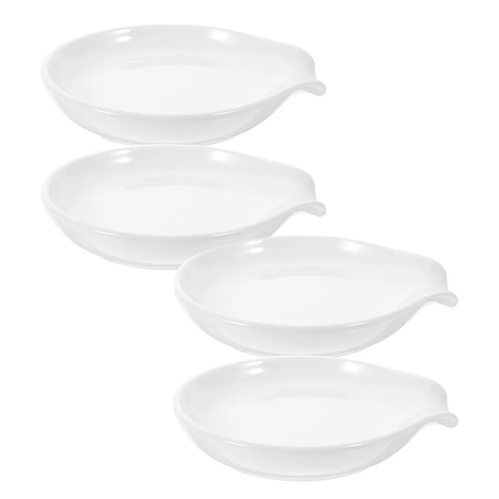 

4Pcs Ceramic Spoon Rest Multipurpose Kitchen Utensil Holder Cooking Spoon Support Smooth Scoop Holder for Dining Table