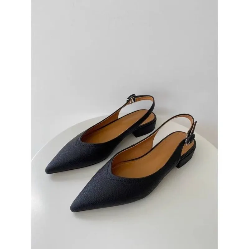 

Plus Size Spring and Autumn New Pointed Toe High Heel Women's Low Heel Single Shoes Baotou Sandals
