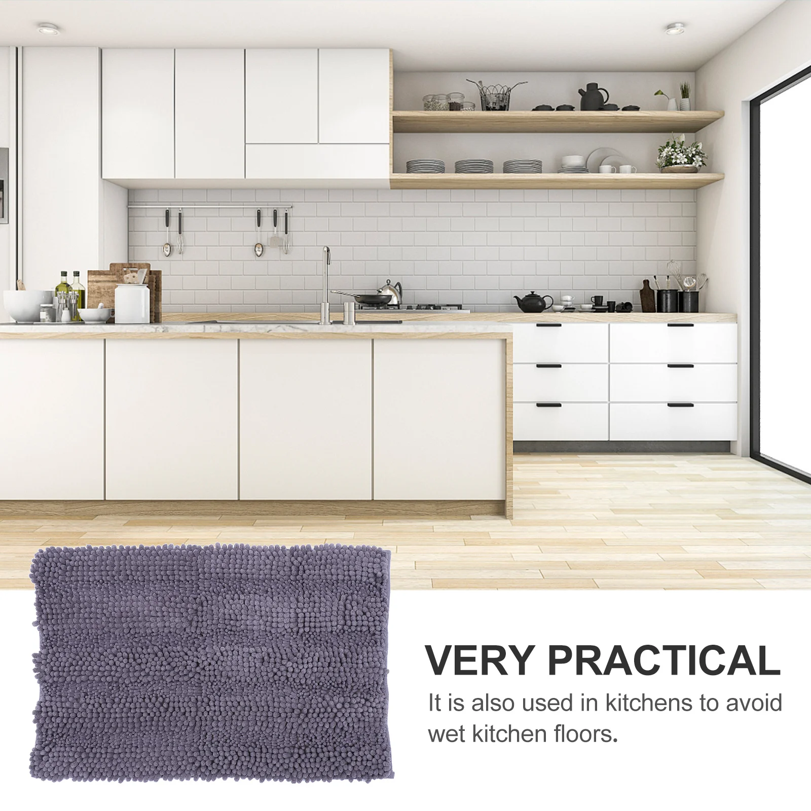 

Chenille Non-Slip Bath Rug Extra Thick Bathroom Mat Absorbent Soft Floor Mats for Entryway Bathroom Rugs Chenille Bath Rugs