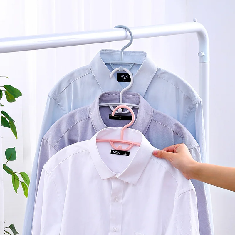 10pcs Clothes Hanger household Non-slip Hanger Plastic Wide Shoulder Semi-circular Hanger Seamless Hanging Organizer