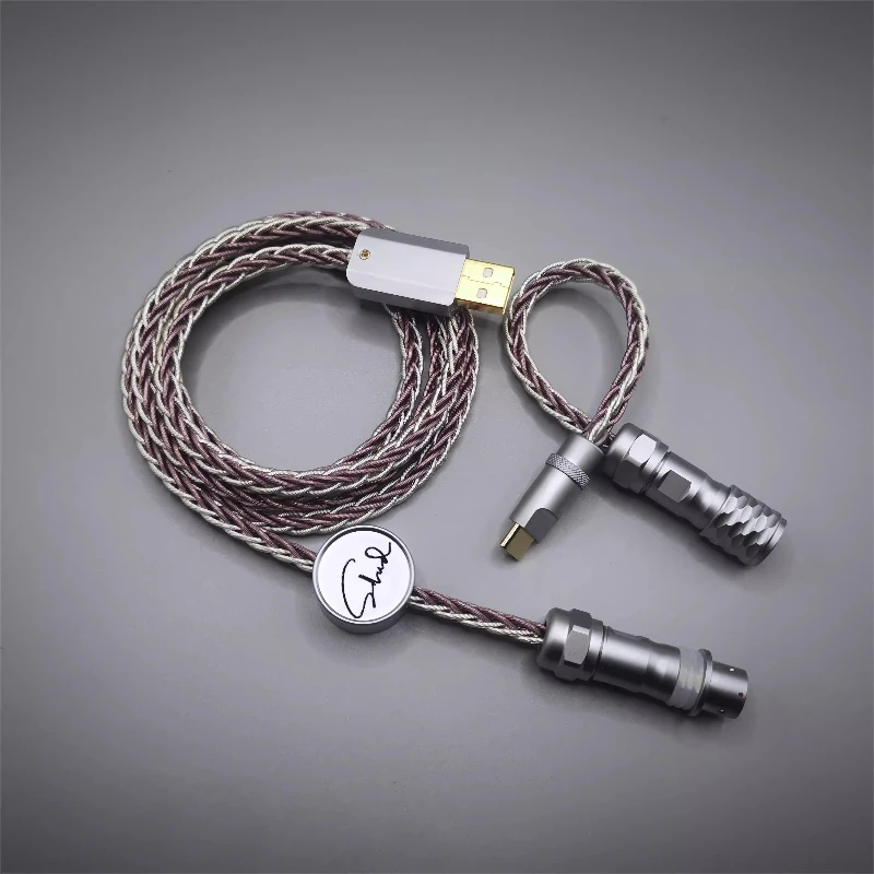 SHINE Single Crystal Copper Data Keyboard Cable Customized Aviation Plug Cable 7N Grade Silver Plated Wire Thick Version