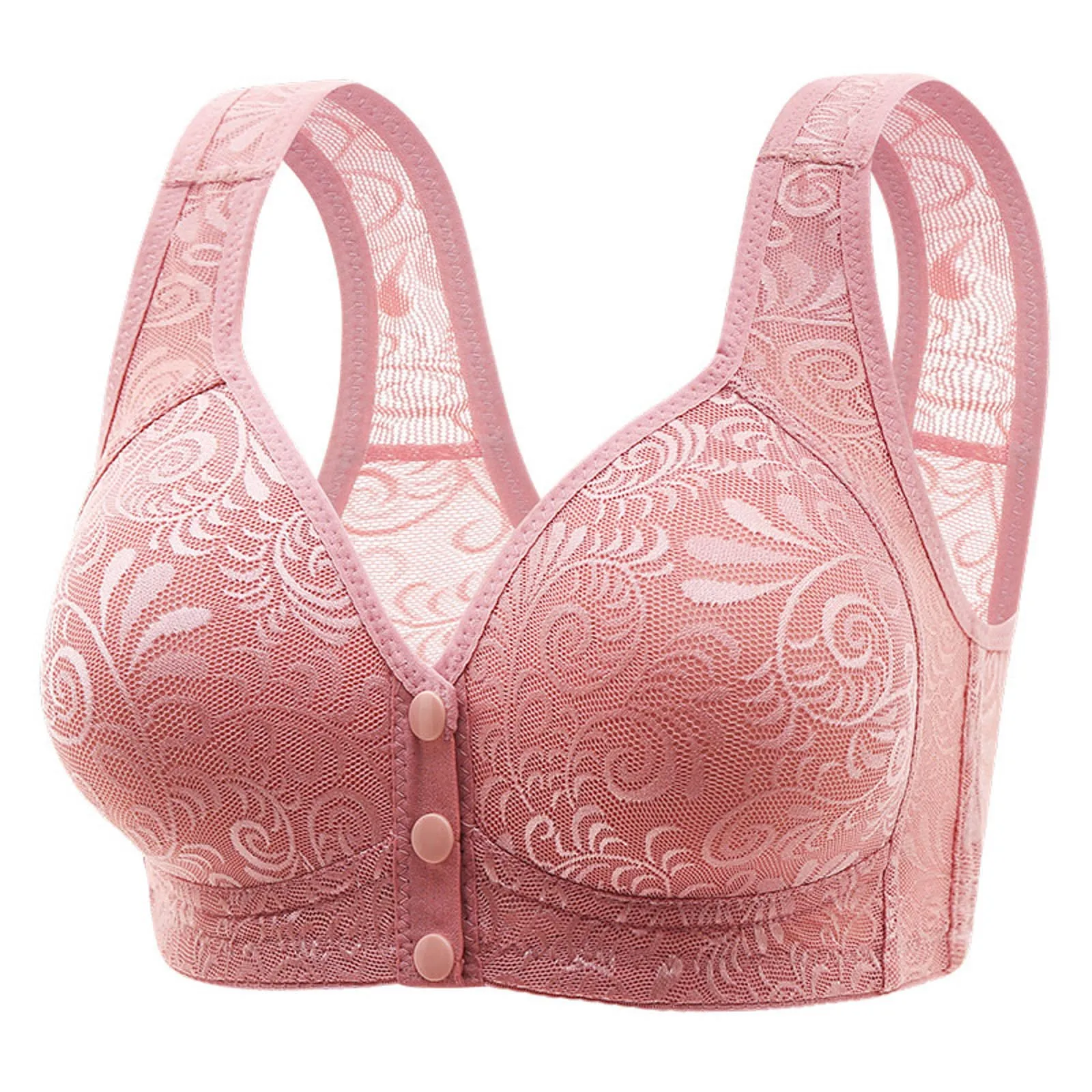 Women\'S Front Side Buckle Lace Bras Edge Without Steel Ring Movement Seamless Gathering Adjustment Section Breathable Large Bras