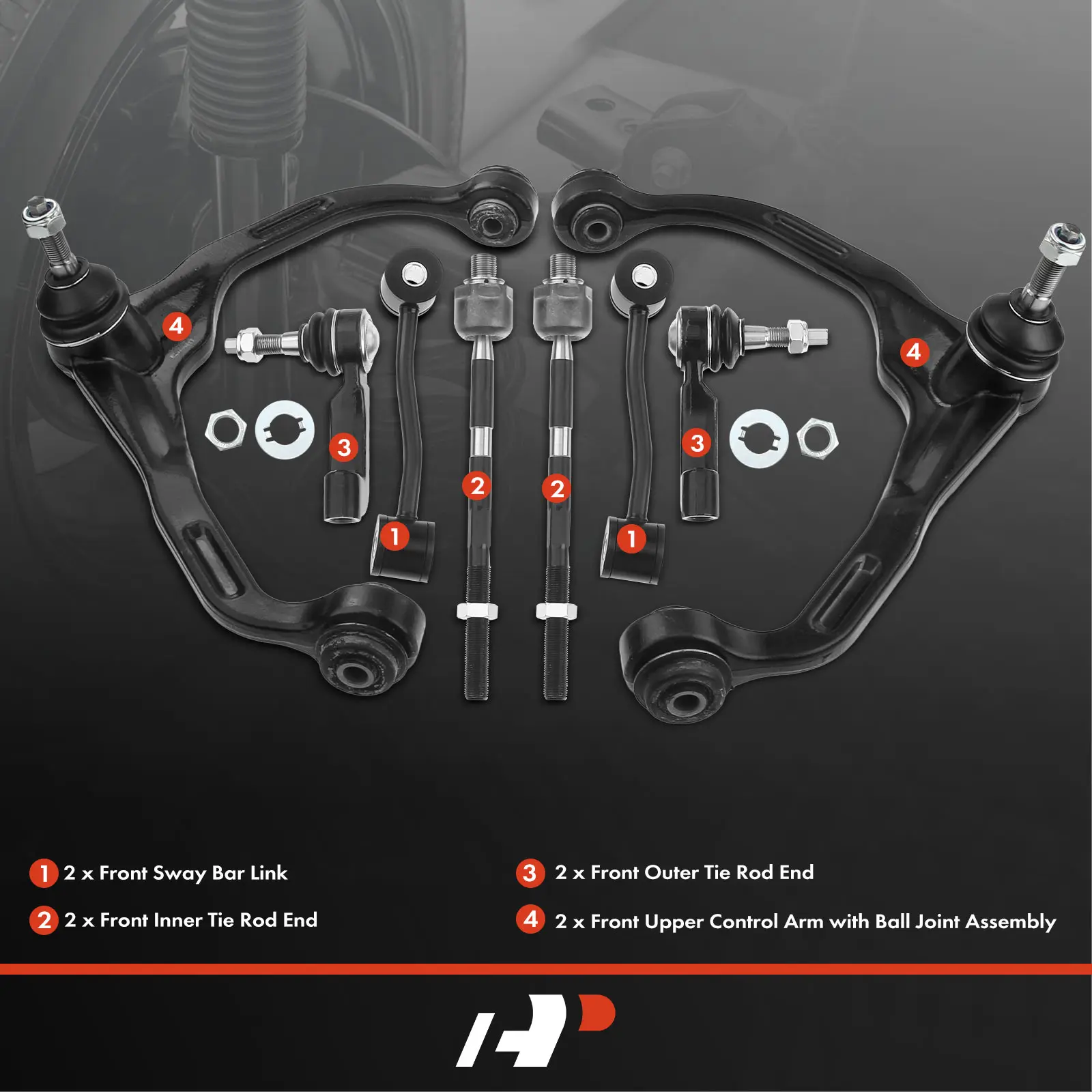 A-Premium 8x Front Upper Control Arm with Ball Joint Stabilizer Bar End Link for Dodge Nitro 2007