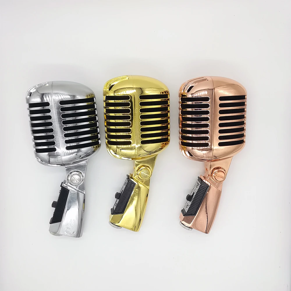 professional-ribbon-microphone-metal-55sh-classic-vintage-style-live-vocals-dynamic-mic-sliver-rose-golden