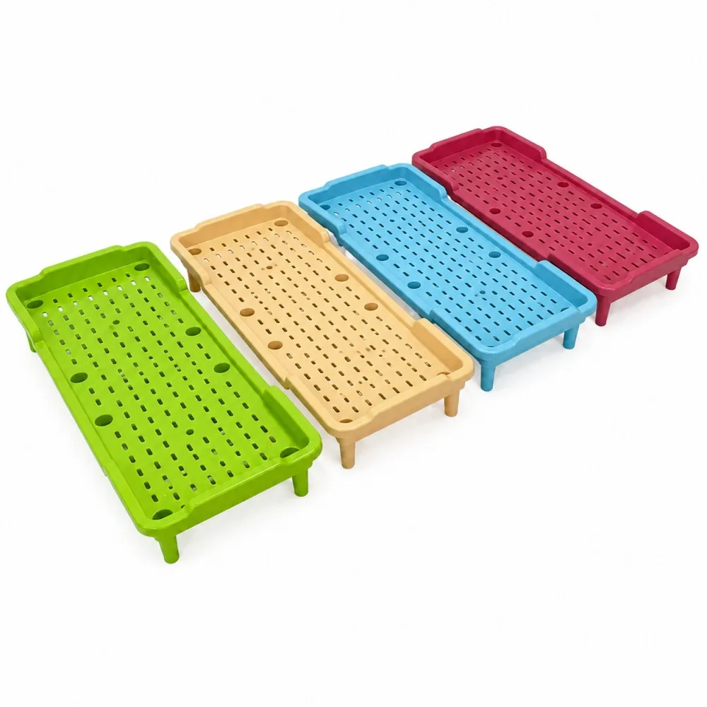Government Tender Bid Furniture Kindergarten Daycare Stackable Children Kid Plastic Bed Set Without Install