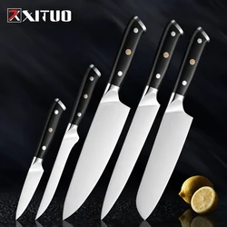 XITUO German Stainless Steel Kitchen Knife 1-7PCS Chef Knife Sharp Santoku Knife Cleaver Paring Knives Boning knife Cooking Tool