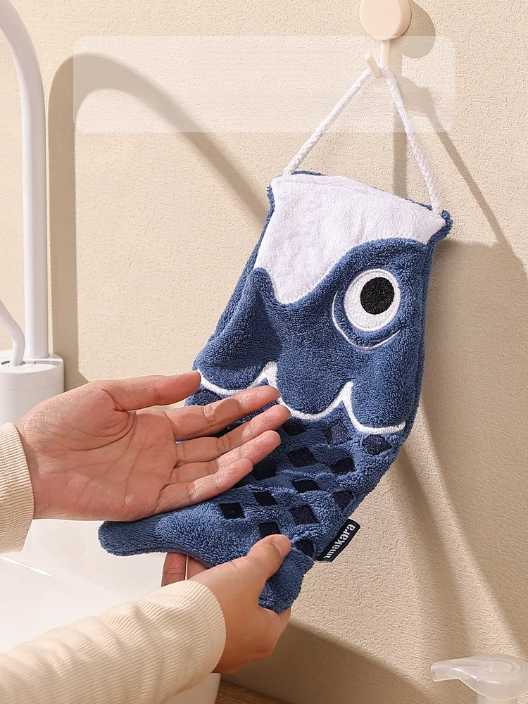 Lovely Koi Hand Towel New Hanging Absorbent Dry Towel Household Accessories Kitchen Double-sided Thickened Children\'s Hand Towel