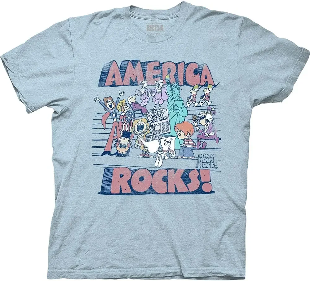 Schoolhouse Rock Men's Short Sleeve T-Shirt America Rocks USA Retro Vintage Officially Licensed