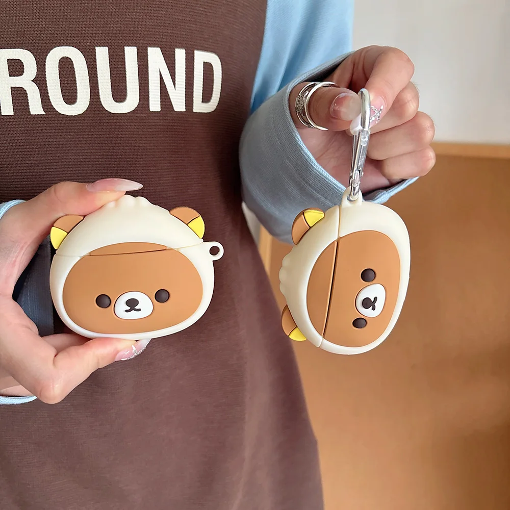 Cartoon Cute 3D Rilakkuma For AirPods 1 2 3 4 Case AirPods Pro 2 Case IPhone Earphone Accessories Air Pod Silicone soft Cover