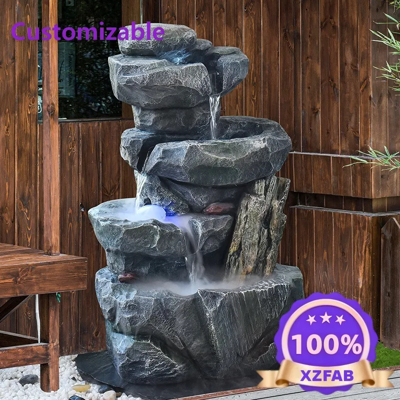 Factory Direct 2026 Tiered Cascading Water Feature Polyresin Construction Multiple Levels For Patio Courtyard Zen Garden