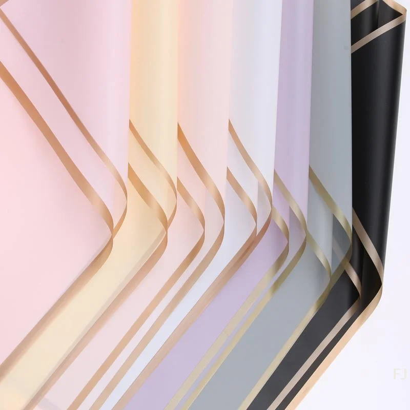 20Pcs Flower Wrapping Paper Golden Border Rose Korean Style Half Transparent Gifts Packing Paper DIY Bouquet Wrapping Material