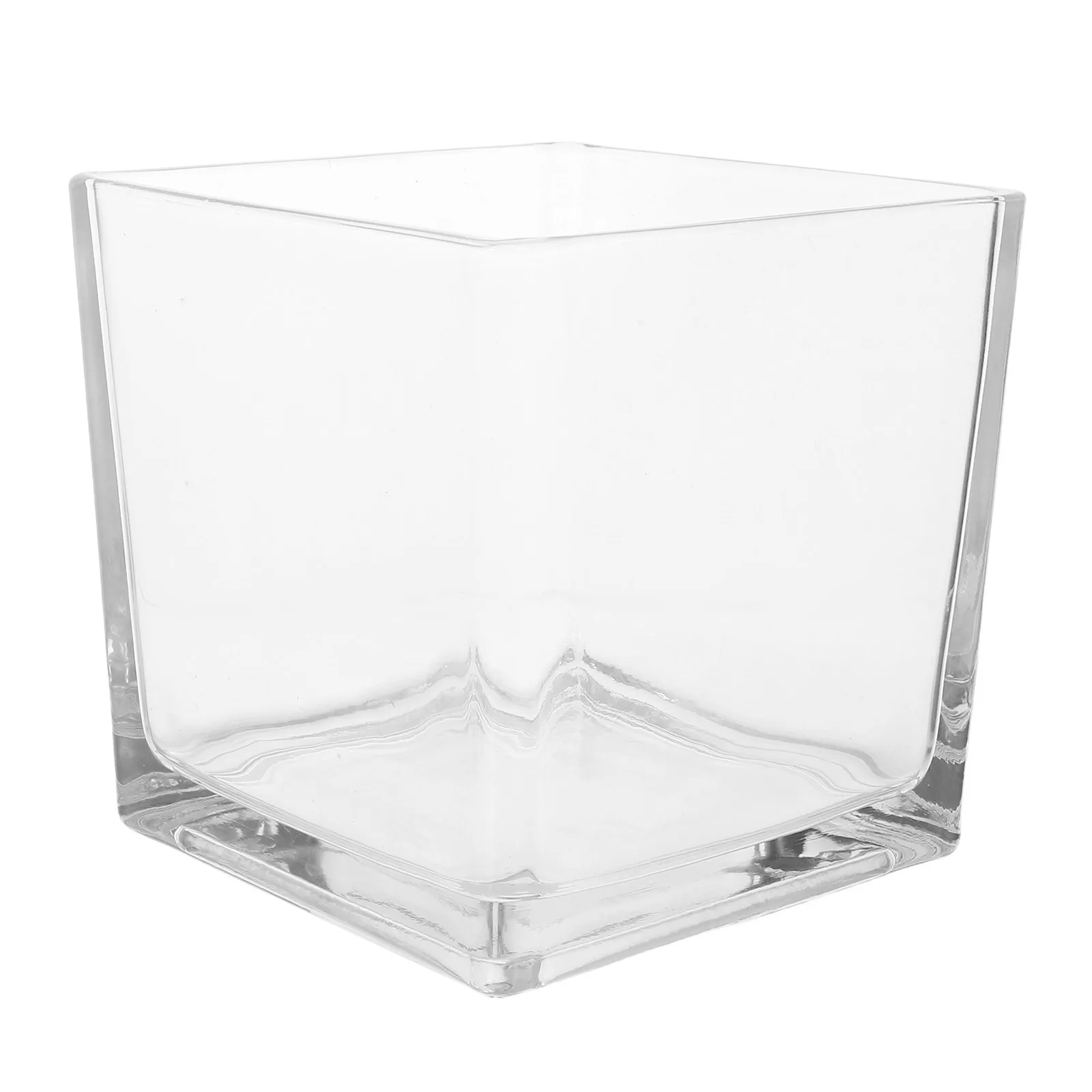 

Square Glass Hydroponic Flower Vase Clear Cube 15x15cm Modern Decorative Flower Planter Vase for Home Office Hydroponic Vases