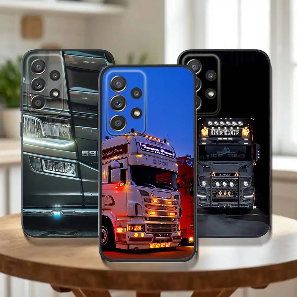 

S-SCANIA Trucks SA-AB Phone Case For Samsung Galaxy A73,31,32,72,41,53,52,71,22,5G,Note,J7,8,9 Soft Black Cover