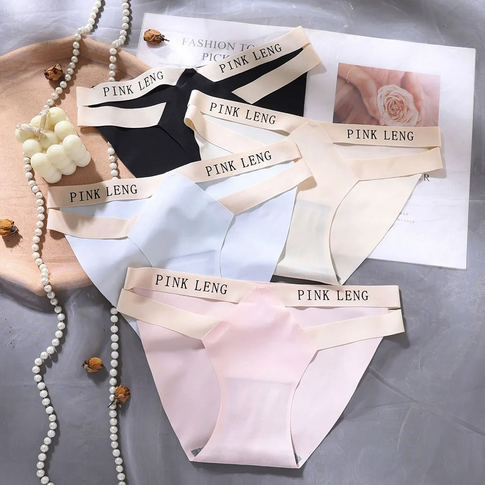 Slip Mutande Elasticità moderata Lingerie sexy rosa Bianco Donna Nero Seta ghiaccio Ragazze Colore pelle azzurro