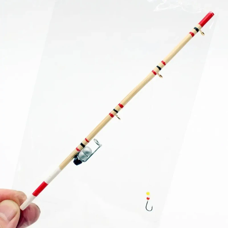 1pc 17.5cm ferramenta de pesca em miniatura vara de pesca pólo de peixe modelo cena de vida brinquedo casa de bonecas acessórios decorativos micro paisagem