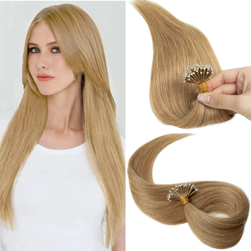 

Микропучки для наращивания волос с нанокольцами, 100% натуральные волосы Реми, прямые, 50 пучков, 30 г в упаковке, для ежедневной укладки и ношения