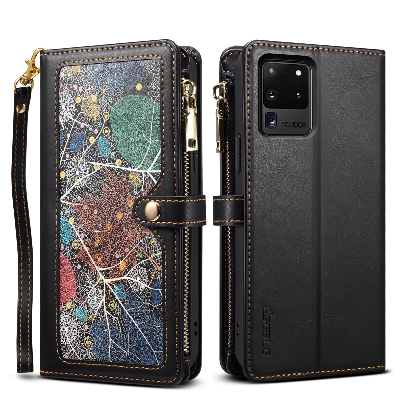 Flip Leather Cover For Samsung Galaxy S20 Ultra Plus Magnetic Button Zipper Layered RFID Anti Theft Brush Wallet Card Slot Case