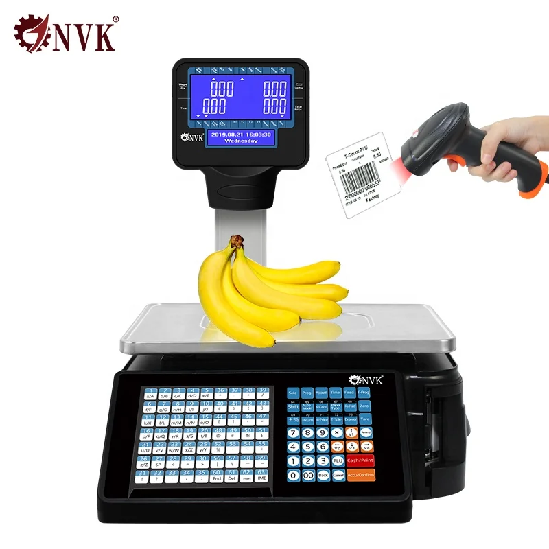 High Quality 30kg Electronic Bill Receipt Barcode Label Printing Scale 10kg Digital Price Computing with WIFI POS System 6KG