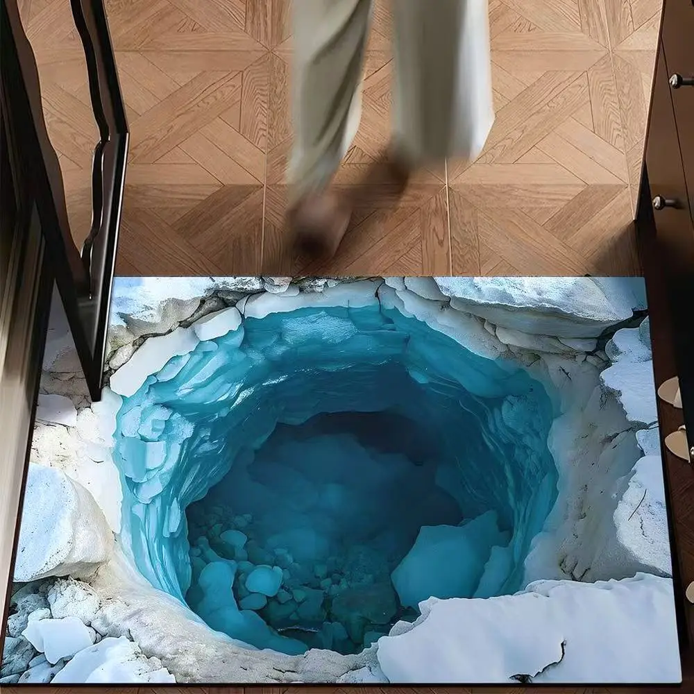 Durable 3D Visual Illusion Mat Soft Polyester Rug American Style Anti Slip Entryway Floor Carpet For Home Bedroom Decor
