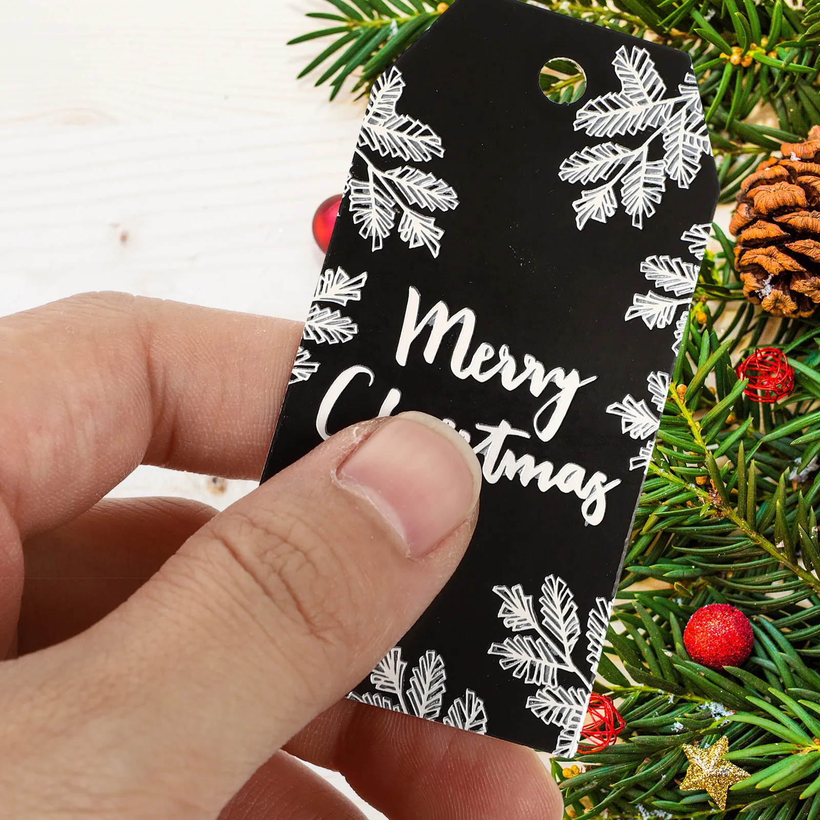 

24 Pcs Brown Decor Christmas Tree Decoration Hanging Card Ornament Tag Xmas Paper Gift
