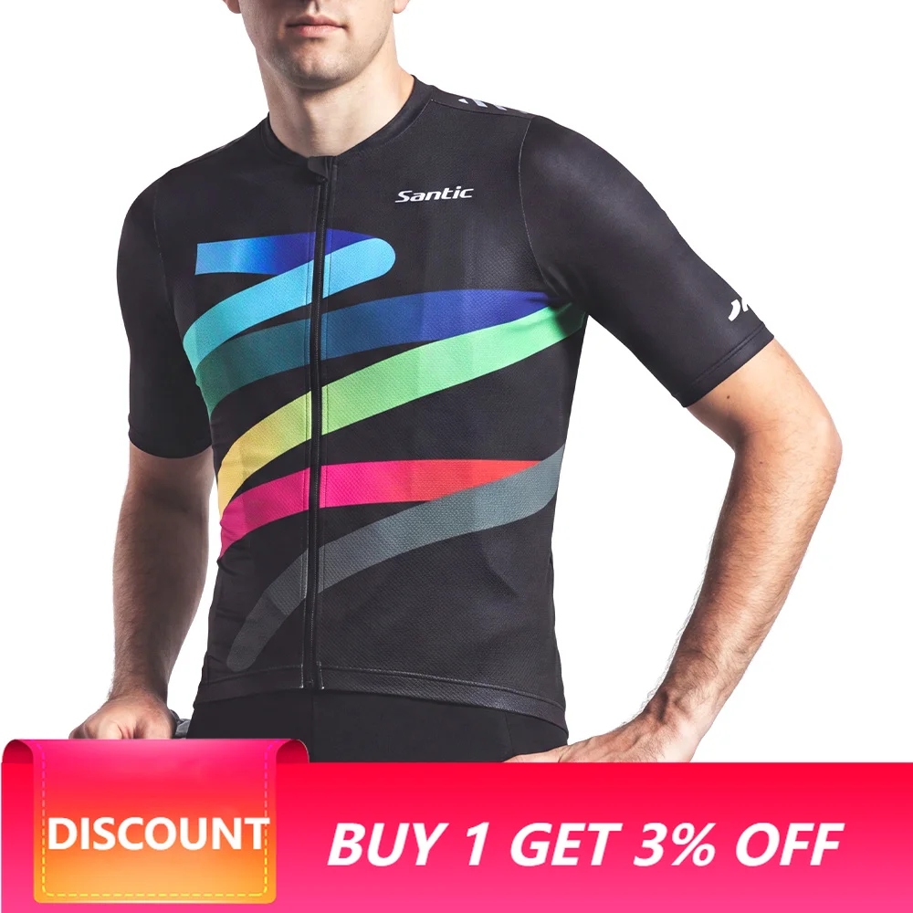 Santic Men's Cycling Jersey Short Sleeve Summer Quick Dry Breathable MTB Road Bicycle Riding Shirt KM26C02262