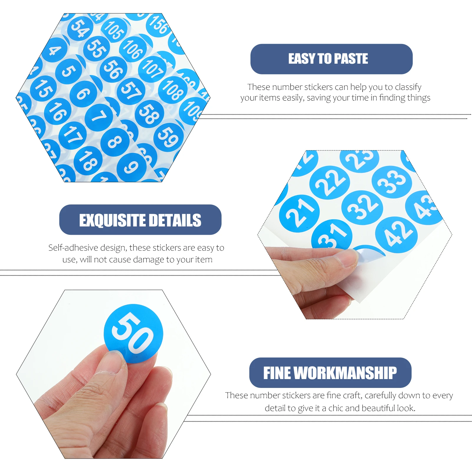 

8 Sheets Numbers Round Stickers Digital Labels Blue Waterproof Adhesive Labels for Storage Cabinet Bottle Keys