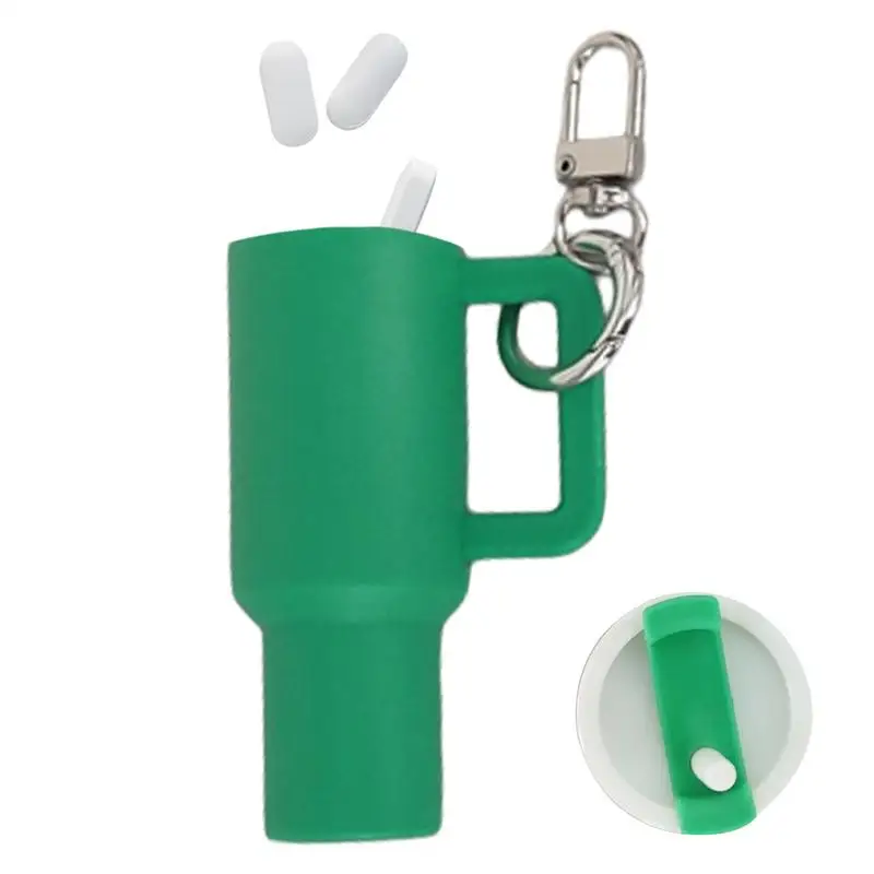 Cup Keychain Charm With Straw Outdoor Removable Lid Miniature Bottle Keyring Charm School Bag Pendant For Kids Adults