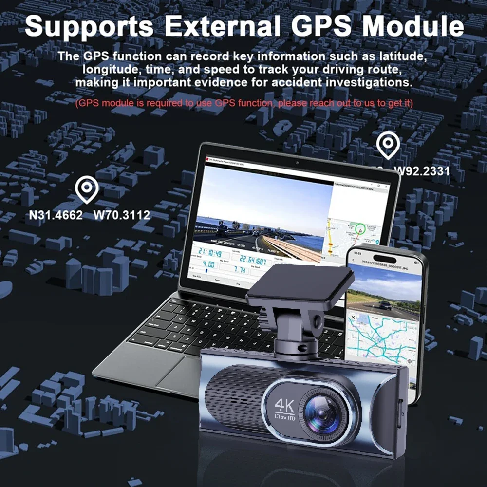 Ultra HD 4K 3840*2160P Dash Cam 24H مراقبة مواقف السيارات DVR اختياري 2.5K للرؤية الليلية كاميرا خلفية GPS WiFi APP التحكم #4