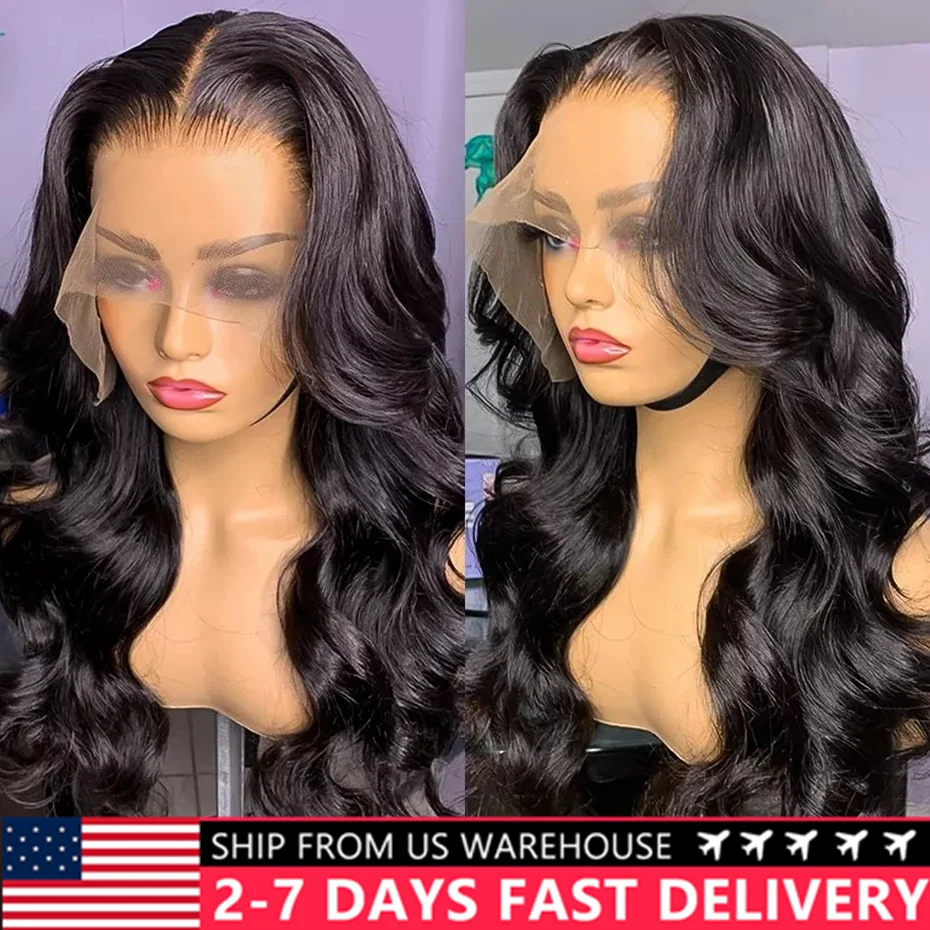 Perruque Lace Front Wig Body Wave Brésilienne Naturelle, Cheveux Humains, Pre-Plucked, 4x4, 13x4, 13x6, 32 Pouces, 360, pour Femme