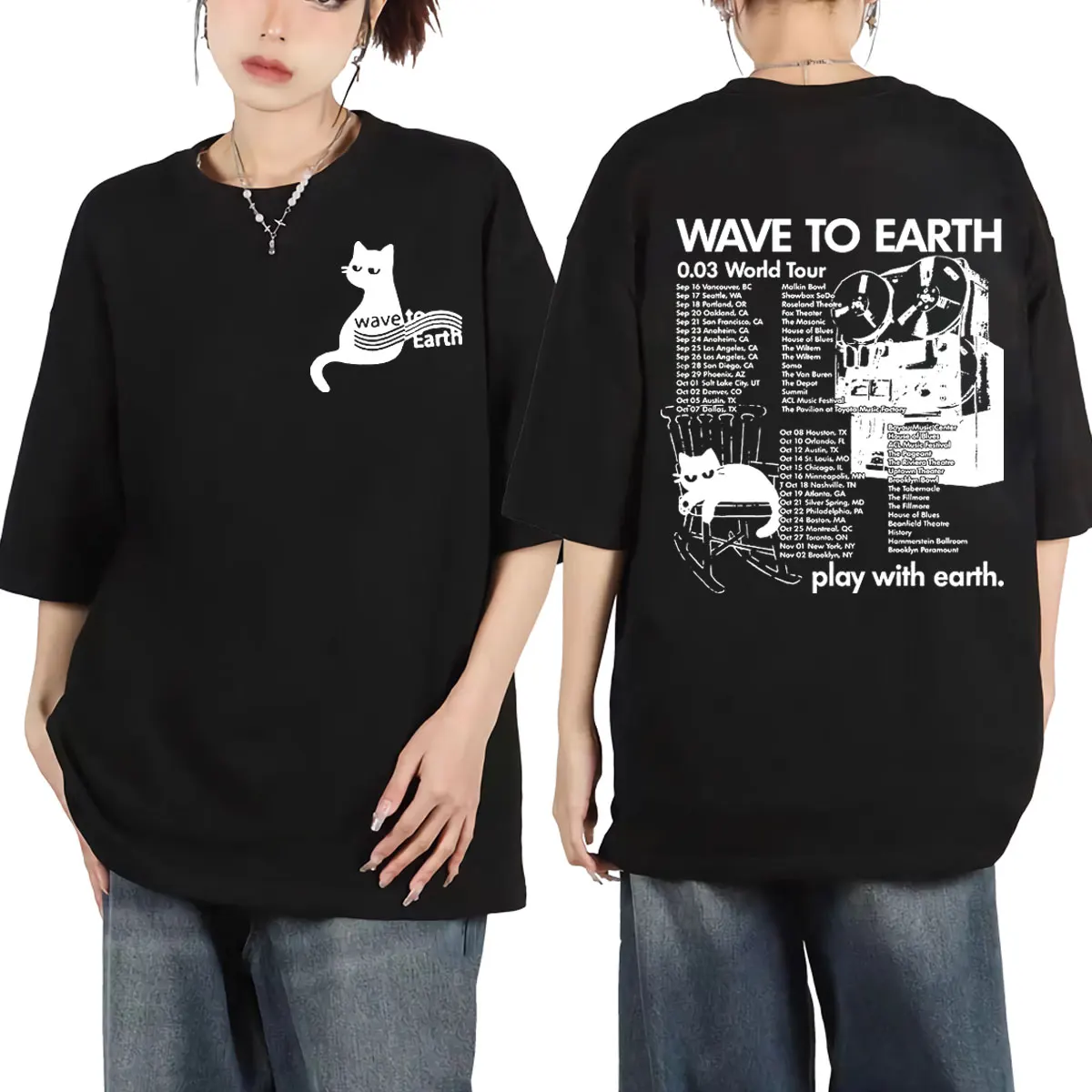 Wave To Earth 0.03 World Tour T-shirt Men's Women Harajuku Kpop Oversized T-shirts Fashion Trend Vintage Short Sleeve T Shirts