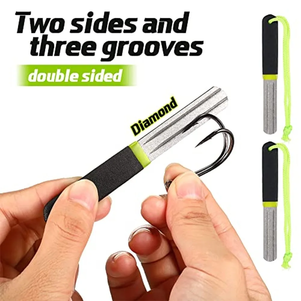 

5 шт., высокопрочные каменные заточки рыболовных крючков, портативные точилки для рыболовных крючков с двусторонними рыболовными инструментами тонкой и средней зернистости