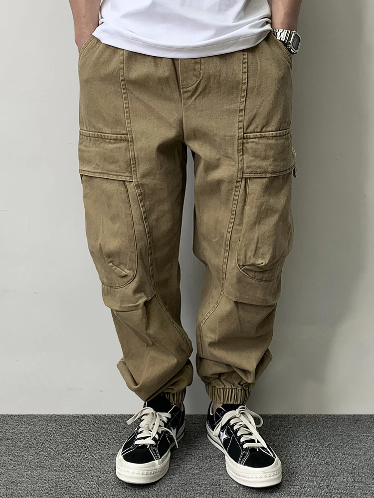 High Quality Long Staple Cotton Twill Multi-Process Cargo Pants Streetwear Khaki Work Pants For Men Harajuku Tactical Joggers - Image 3