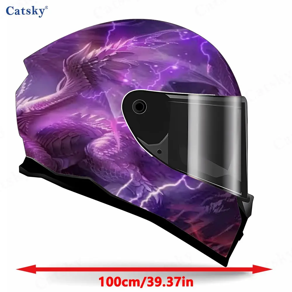 Purple Lightning Dragon PVC material self adhesive waterproof motorcycle helmet sticker, paste firmly and do not fall, waterproo
