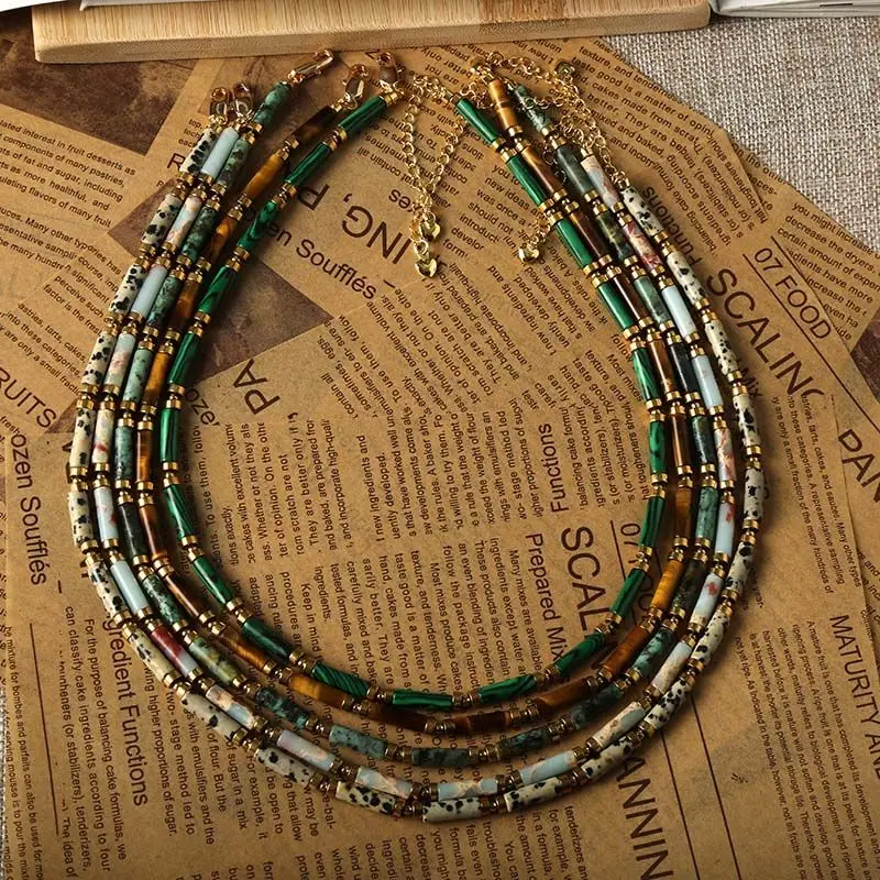 Greek Palace Style Natural Malachite Necklace Women\'s Light Luxury Popular Devil\'s Eye Snake Bone Sweater Collar Neckchain